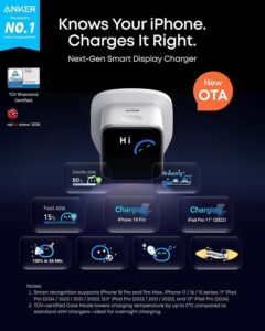 Anker Nano Smart Display Charger 45w Gan USB C Fast Charger Type C Plug