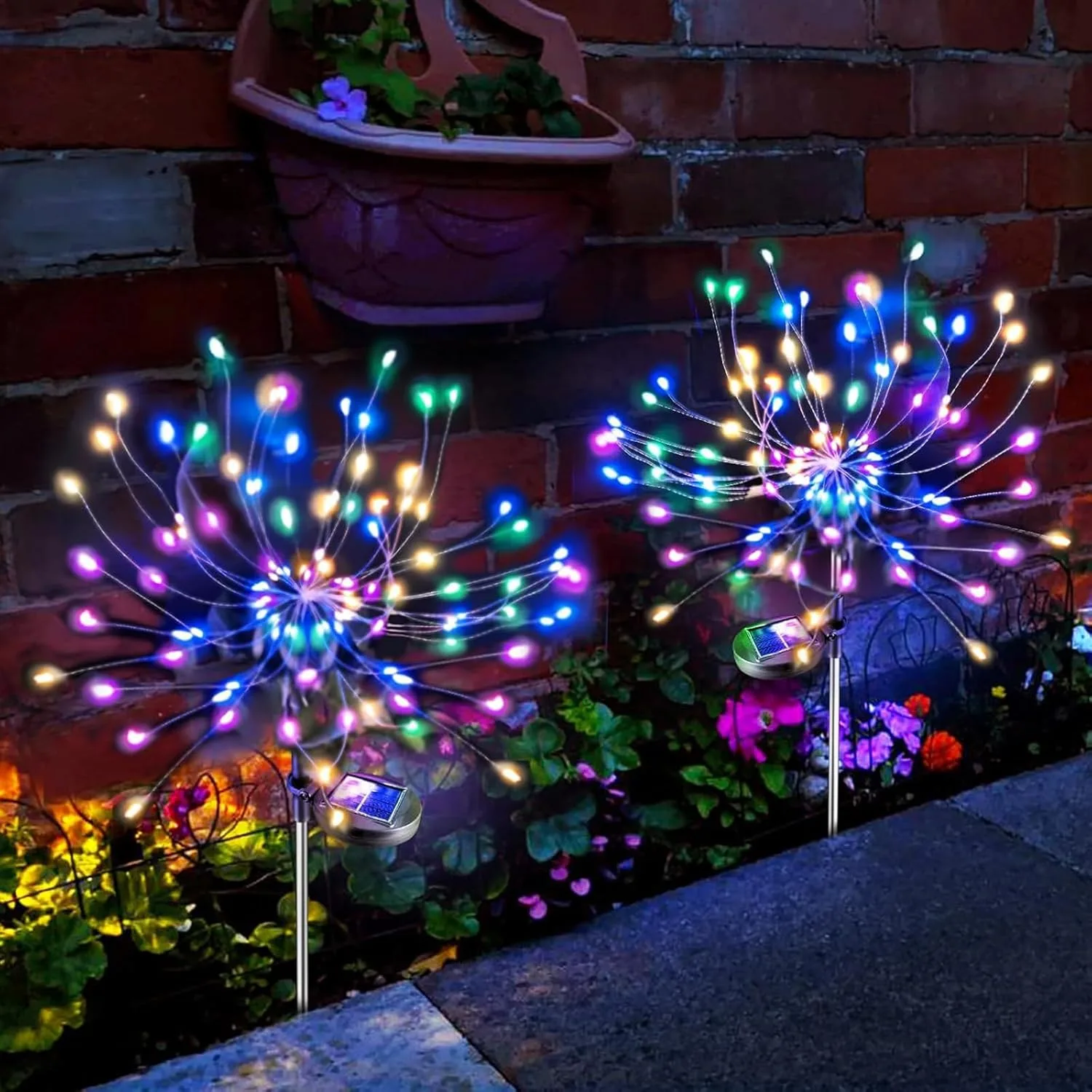 Anordsem Solar Lights Outdoor Garden 2 Pack Diy Waterproof Led Firework Solar Li