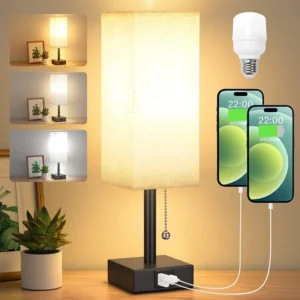Aooshine Bedside Lamps Table Lamp With 2 USB Charging Ports 3 Color Modes