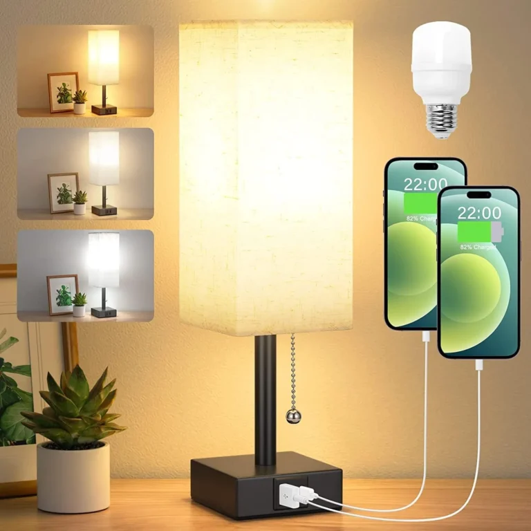 Aooshine Bedside Lamps Table Lamp With 2 USB Charging Ports 3 Color Modes