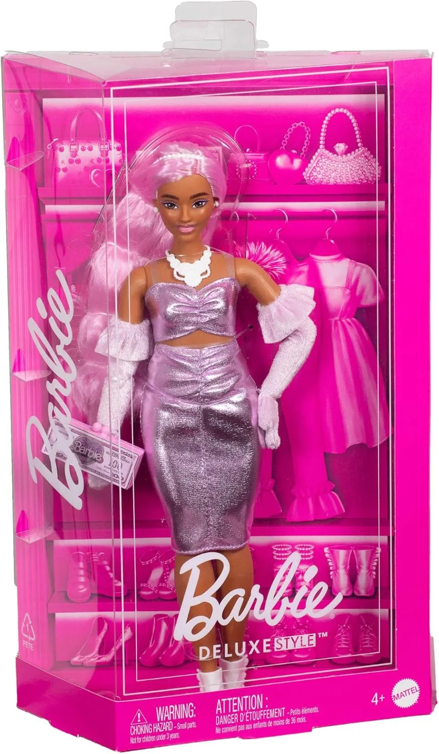 Barbie Deluxe Style Doll 1 In Barbiecore Outfit Pink Hair And Glossy Pink Dress