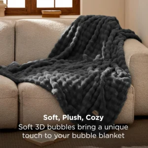 Bedsure Bubble Fleece Throw Blanket Lightweight Dark Grey 130x170cm