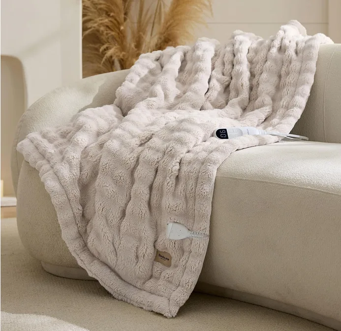 Bedsure Electric Blanket Heated Throw Bubble Beige 130x160cm
