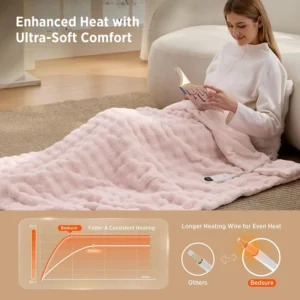 Bedsure Electric Blanket Heated Throw Bubble Crystal Pink 130x160cm