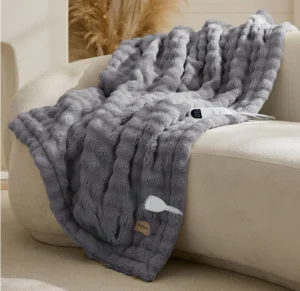 Bedsure Electric Blanket Heated Throw Bubble Grey 130x160cm