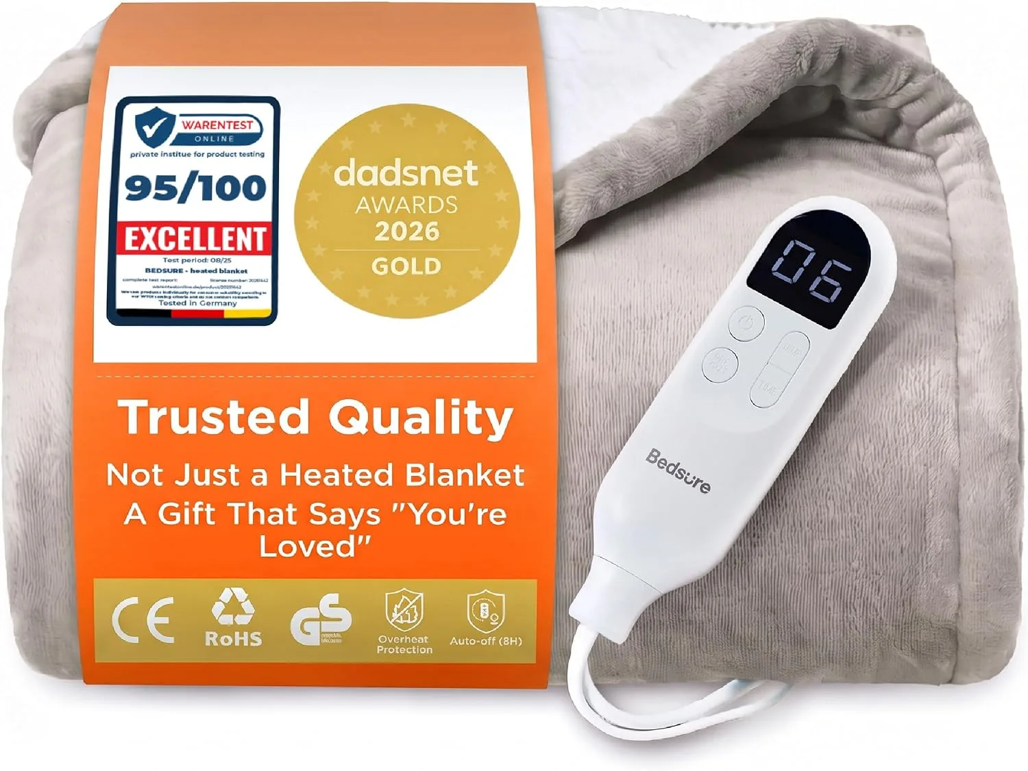 Bedsure Electric Blanket Heated Throw Flannel 130x180cm Beige