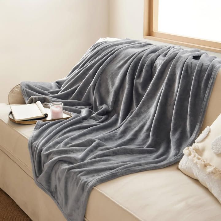 Bedsure Fleece Throw Blanket For Sofa Flannel Silver Grey 130x150 Cm