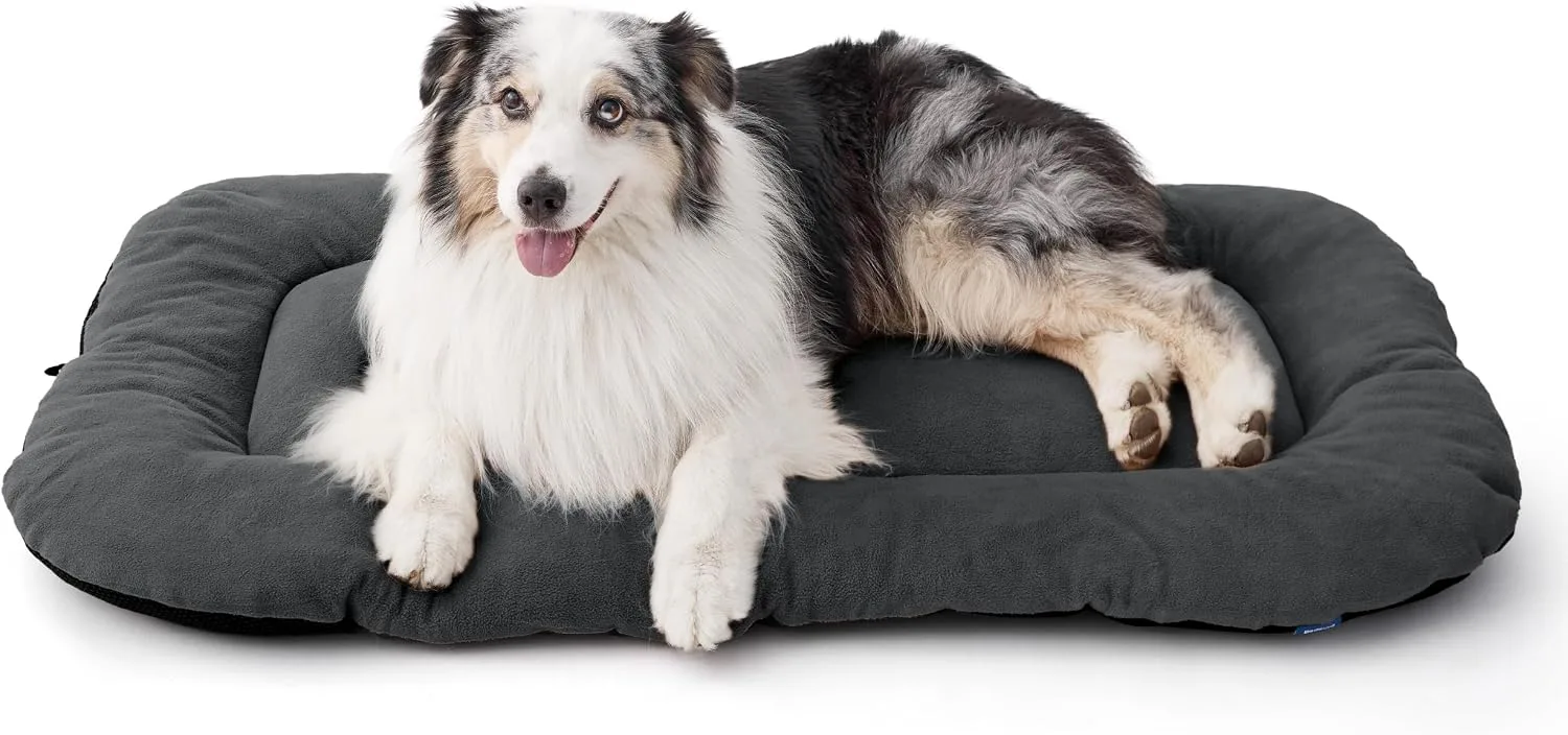 Bedsure Washable Fleece Dog Crate Mat Non Slip Bottom 120x74cm Dark Grey