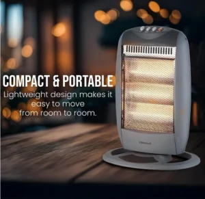 Belaco 3 Bar Halogen Heater 1200w Electric Portable Room Heater Grey