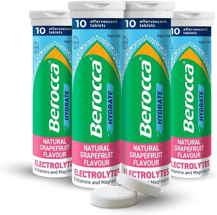 Berocca Hydrate Effervescent Tablets Grapefruit Flavour 40 Tablets