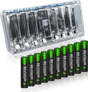 Bevigor 10 PCs Aaa Rechargeable Batteries With Battery Charger Set
