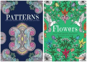 Bg Adult Relaxing A4 Adult Colour Therapy Colouring Set Patterns And Flowers Set