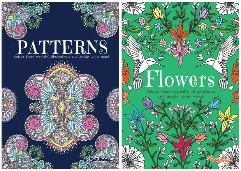Bg Adult Relaxing A4 Adult Colour Therapy Colouring Set Patterns And Flowers Set