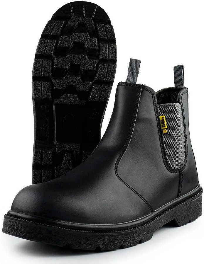 Black Hammer Men S Chelsea Safety Work Boots Smooth Leather Steel Toe Cap Utilit