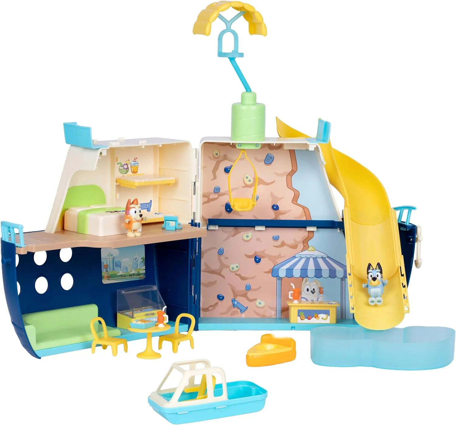 Bluey Cruise Ship Playset With Slide 15 Accessories 2 Figures