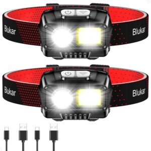 Blukar Head Torch Rechargeable 2 Pack 2000l Super Bright Headlamp 8 Modes