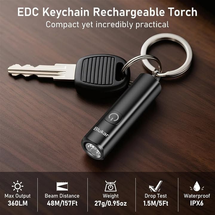 Blukar Mini Torch Rechargeable 2 Pack Edc Keychain Flashlight With 3 Modes