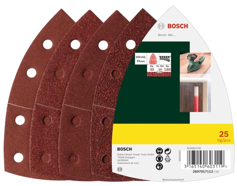 Bosch 25 PCs Sanding Sheet Set For Wood Body Fillers Paint Varnish Grit 40 80 12