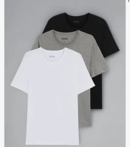 Boss Three Pack Of Cotton Underwear T Shirts With Logos