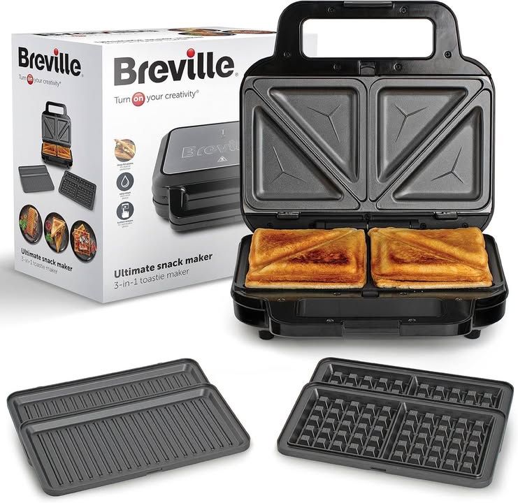 Breville 3 In 1 Ultimate Snack Maker Deep Fill Toastie Maker Waffle Maker And Pa