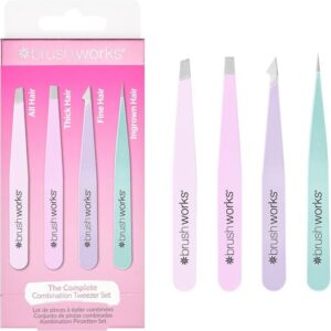 Brushworks Hd 4 Piece Combination Tweezer Set Pastels