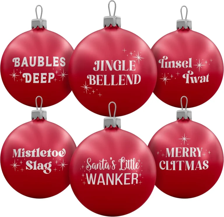 Brutal Baubles Funny Rude Christmas Decorations 6 Pack Red