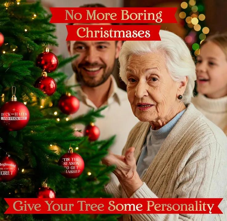 Brutal Baubles Funny Rude Christmas Decorations 6 Pack Red