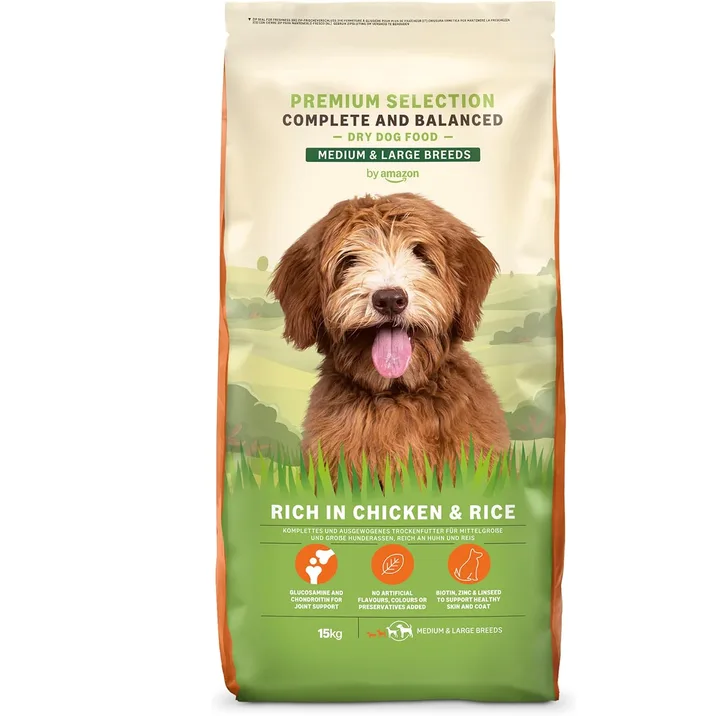 By Amazon Complete Dry Dog Food Rich In Chicken And Rice For Medium And Large Br