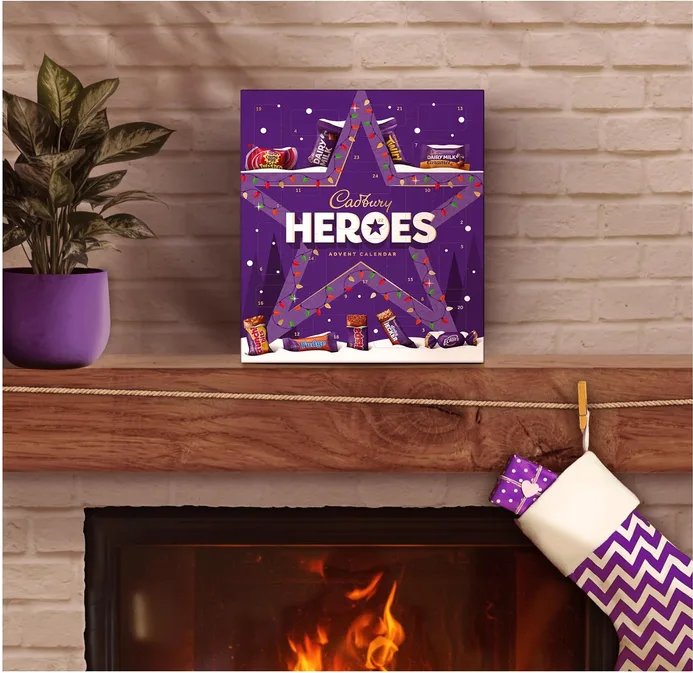 Cadbury Heroes Premium Festive Advent Calendar 24 Assorted Mini Size Milk Chocol