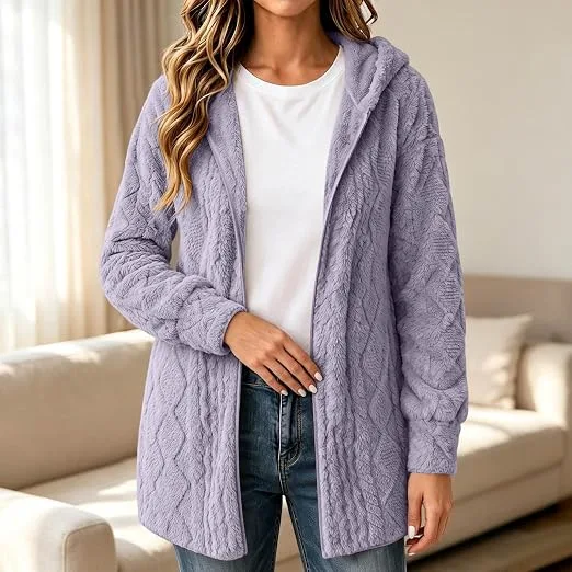 Cardigans For Women UK Longline Hooded Fleece Jacket