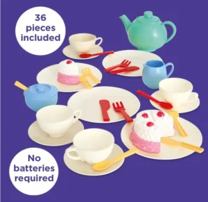 Casdon 33 Piece Tea Set Colourful Toy Playset With Teapot Milk Jug Cups And Sauc