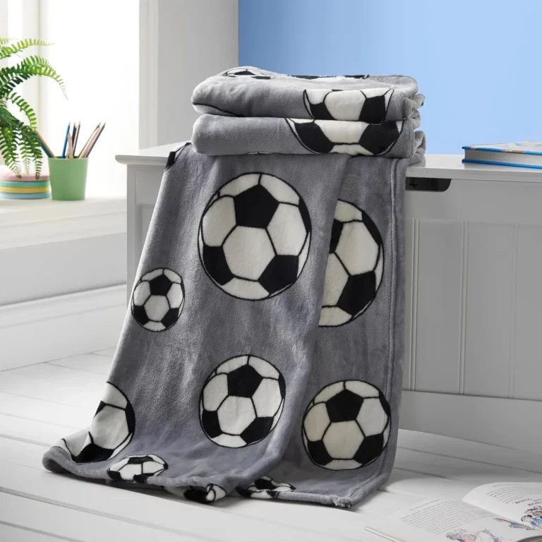 Catherine Lansfield Kids Living Football 120x150cm Blanket Throw Grey