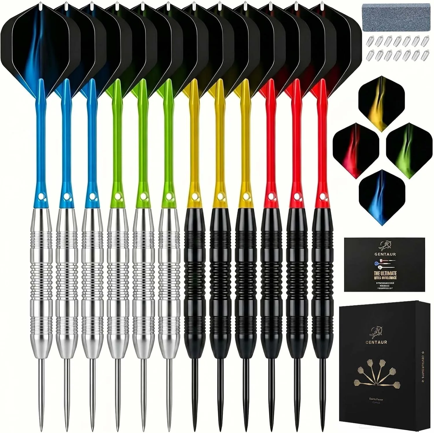 Centaur 12 Pack Steel Tip Darts Professional 22 24 Grams Metal Dart Set