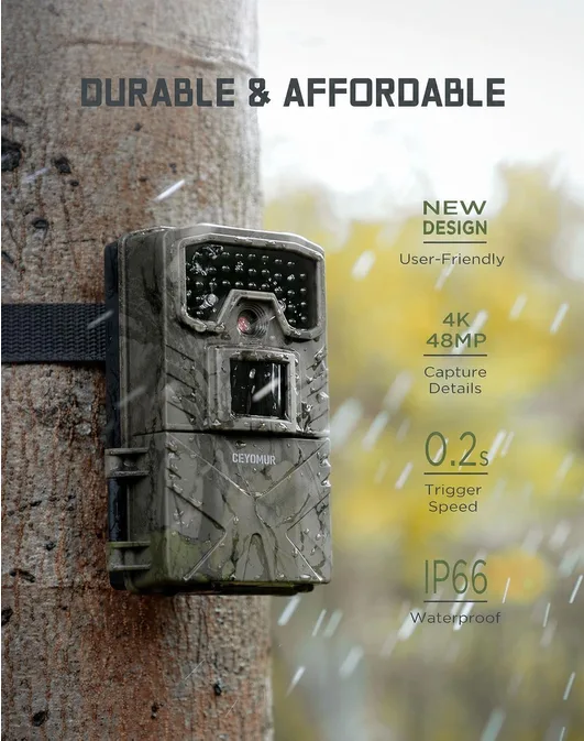 Ceyomur Wildlife Camera 4k 30fps Trail Camera With 2 Color Screen