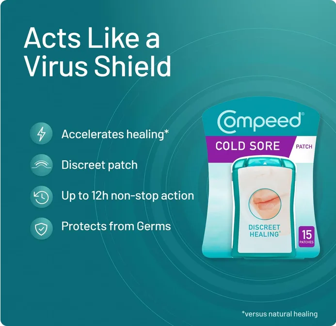 Compeed Cold Sore Patches For Fast Healing Hydrocolloid Pack Of 15