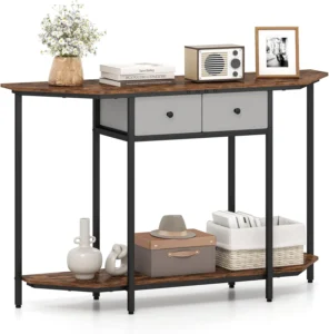 Costway 130cm Long Console Table Industrial Accent Entryway Table Hall Desk With