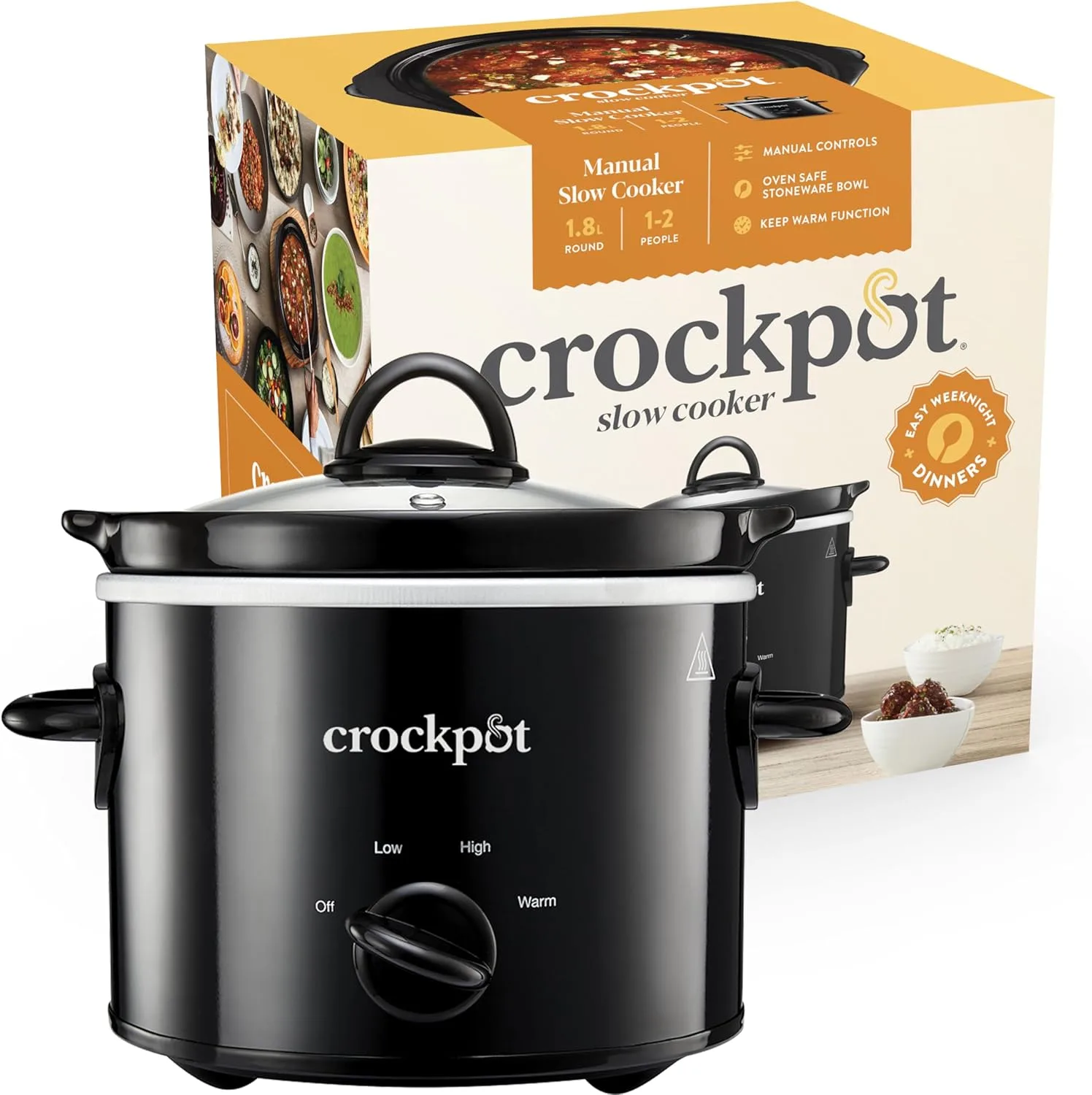 Crock Pot Slow Cooker Removable Easy Clean Ceramic Bowl 1 8 L Small Slow Cooker
