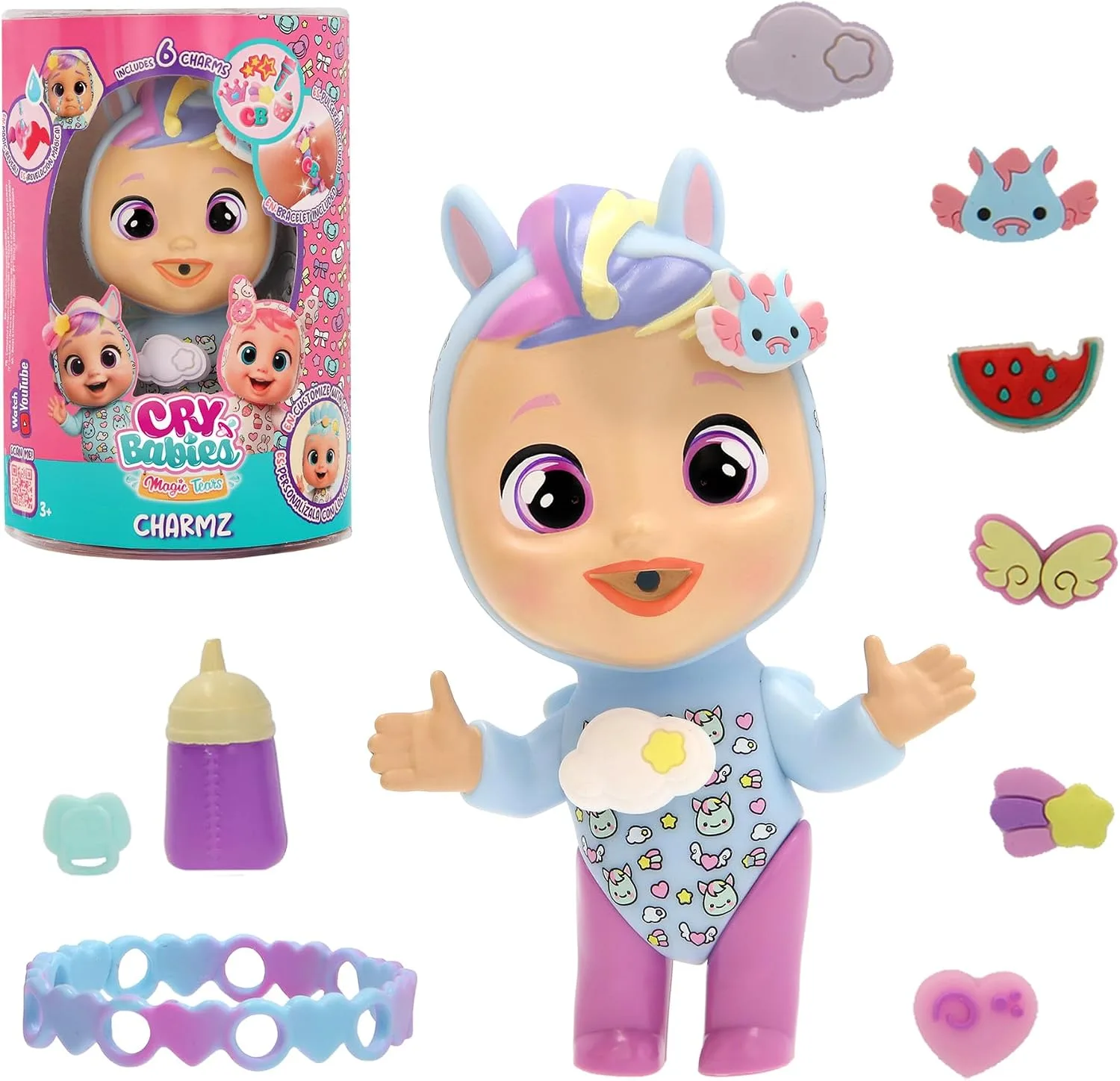 Cry Babies Magic Tears Charmz Surprise Doll Jenna Mini Doll With 6 Charm Charms
