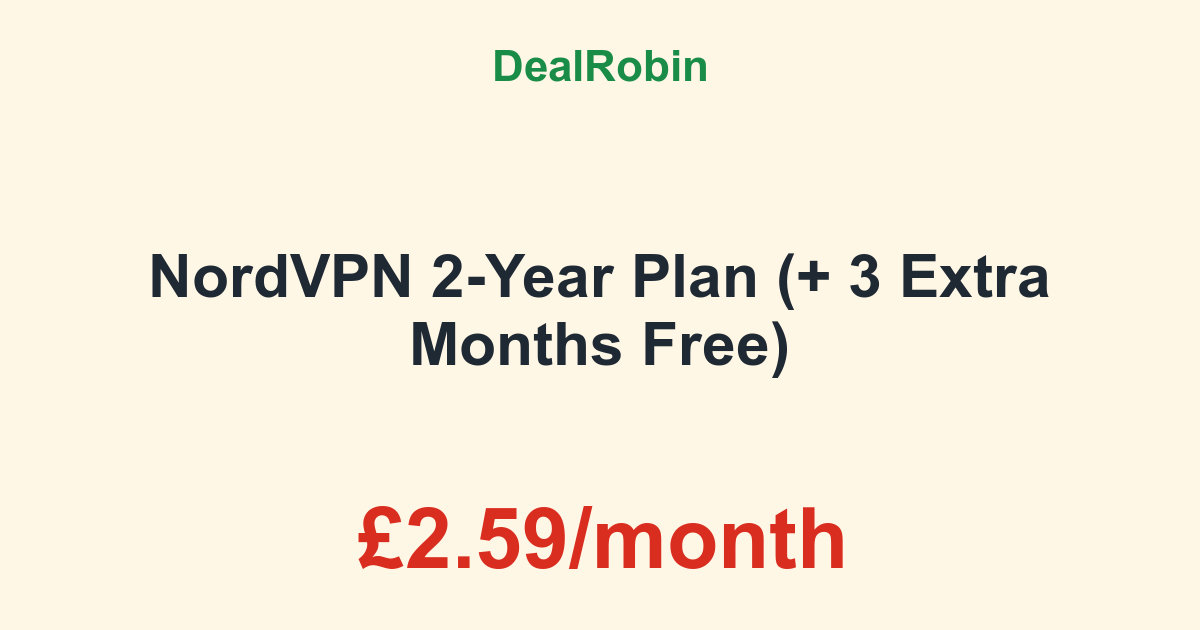NordVPN 2-Year Plan deal: £2.59 a month plus 3 extra months free