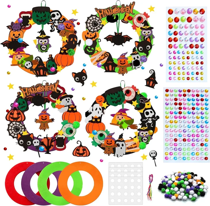 Diiwmme Halloween Wreath Craft Kits Diy Felt Ornaments