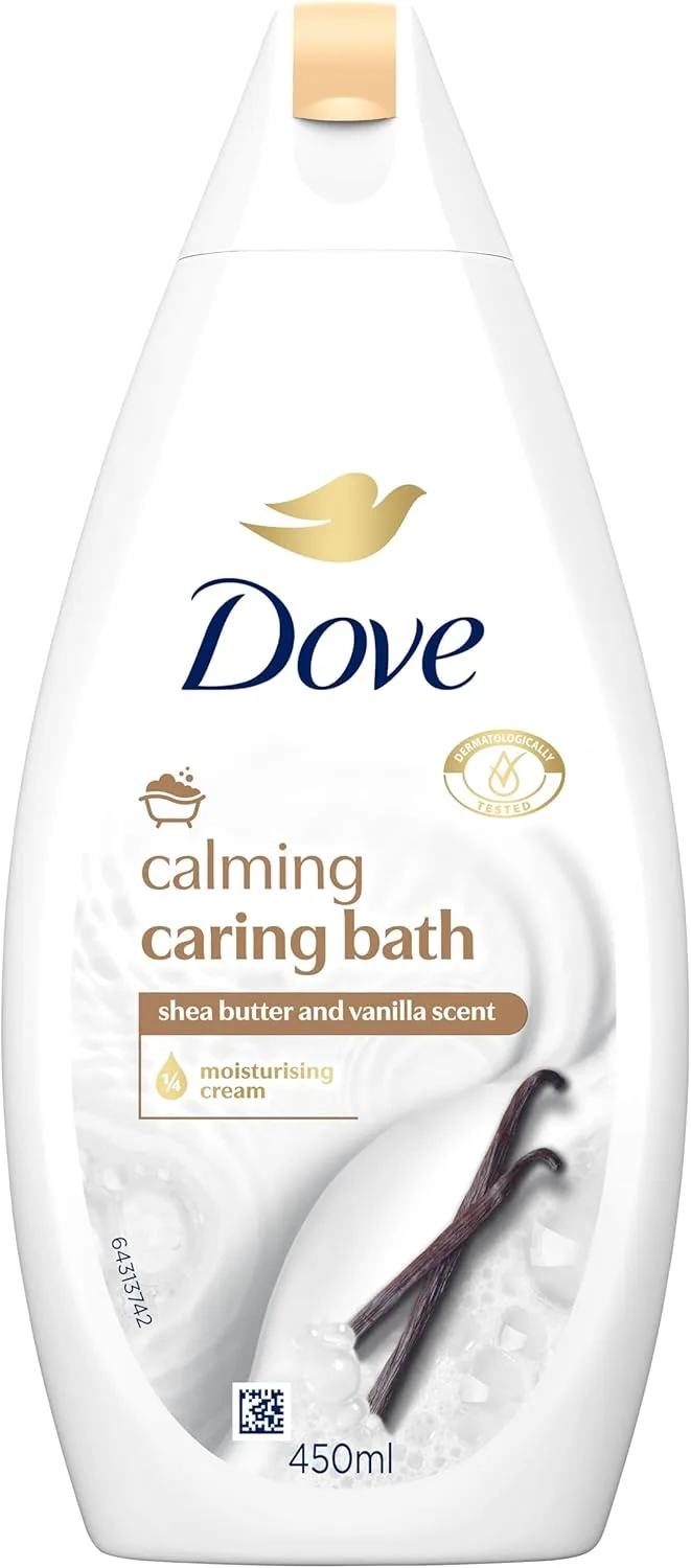 Dove Calming Caring Bath Bath Soak With 1 4 Moisturising Cream Shea Butter And W