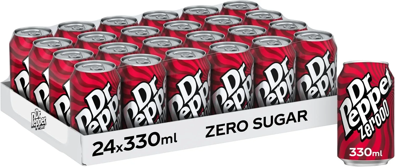 Dr Pepper Can Zero 330 Ml Gluten Free Pack Of 24