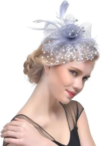 Dreshow Fascinators Hat Flower Mesh Ribbons Feathers On A Headband And A Forked