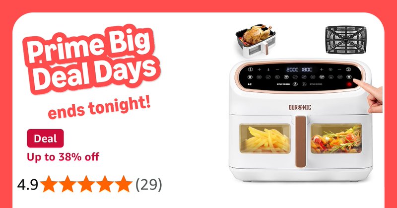 Duronic Air Fryer With Xl Drawer Af14 Wg Family Sized Multi Cooker With Visual W