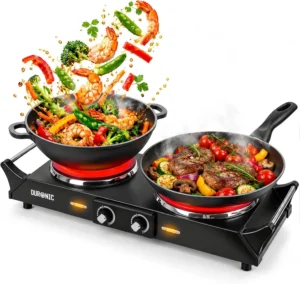 Duronic Hp2 Bk Table Top Hot Plate 2500w Steel Electric Double Hob Black