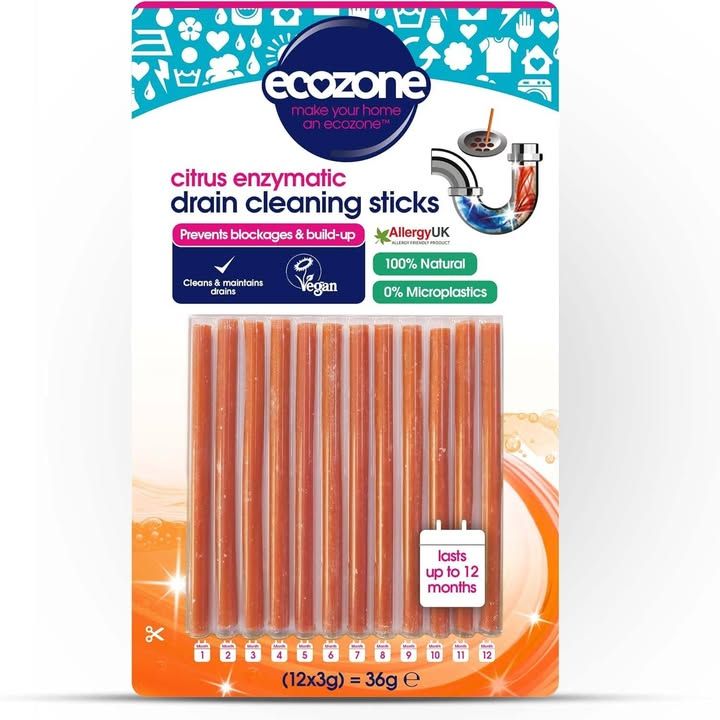 Ecozone Drain Cleaning Sticks Enzymatic Pipe Unblocker Prevents Plug Hole Obstru