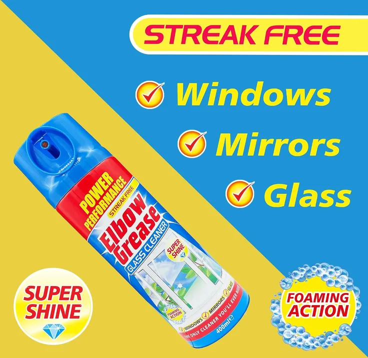 Elbow Grease Glass Cleaner Aerosol Window Cleaning Equipment 400ml