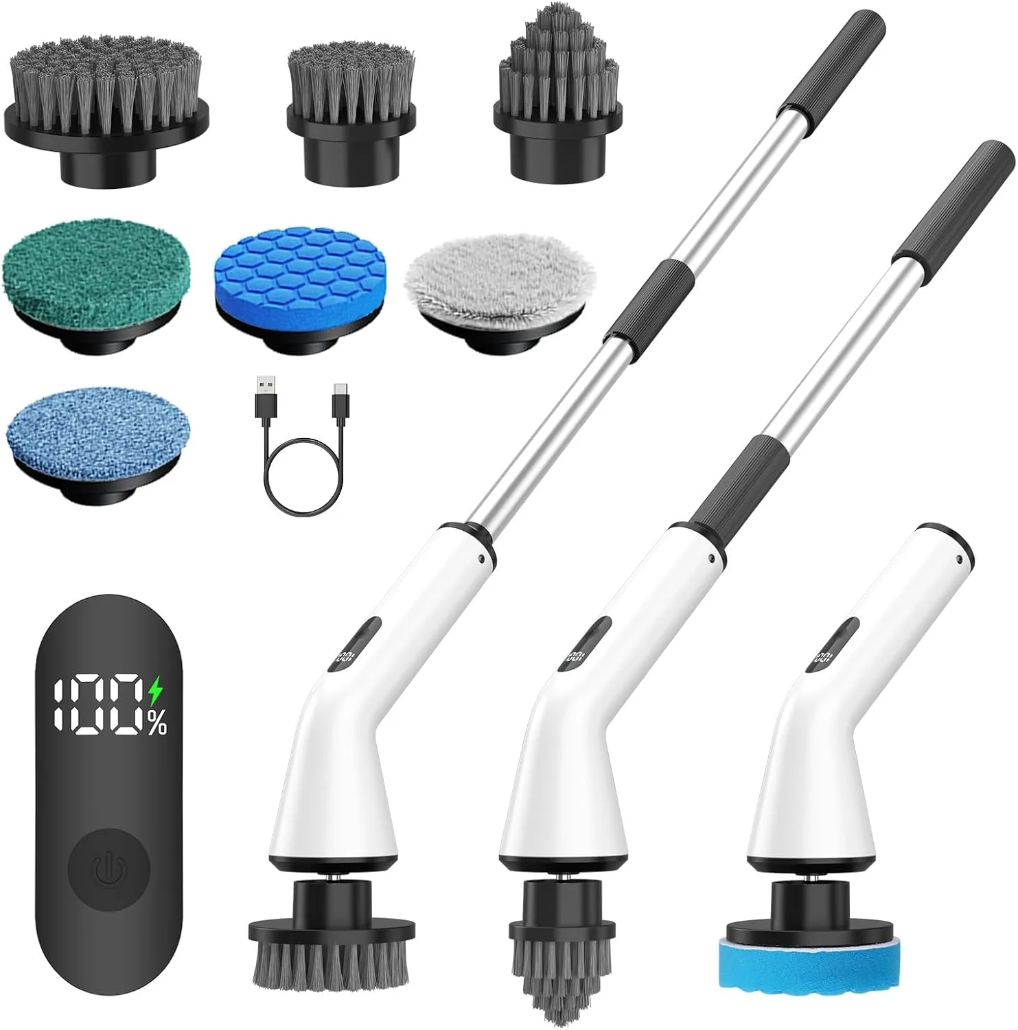 Electric Spin Scrubber With Handle 7 In 1 Cordless Power Scrubber For Home