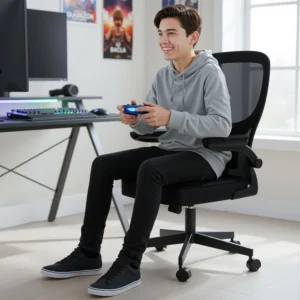 Ergonomic Office Chair Lumbar Support Flip Up Arms 360 Swivel 30 Tilt