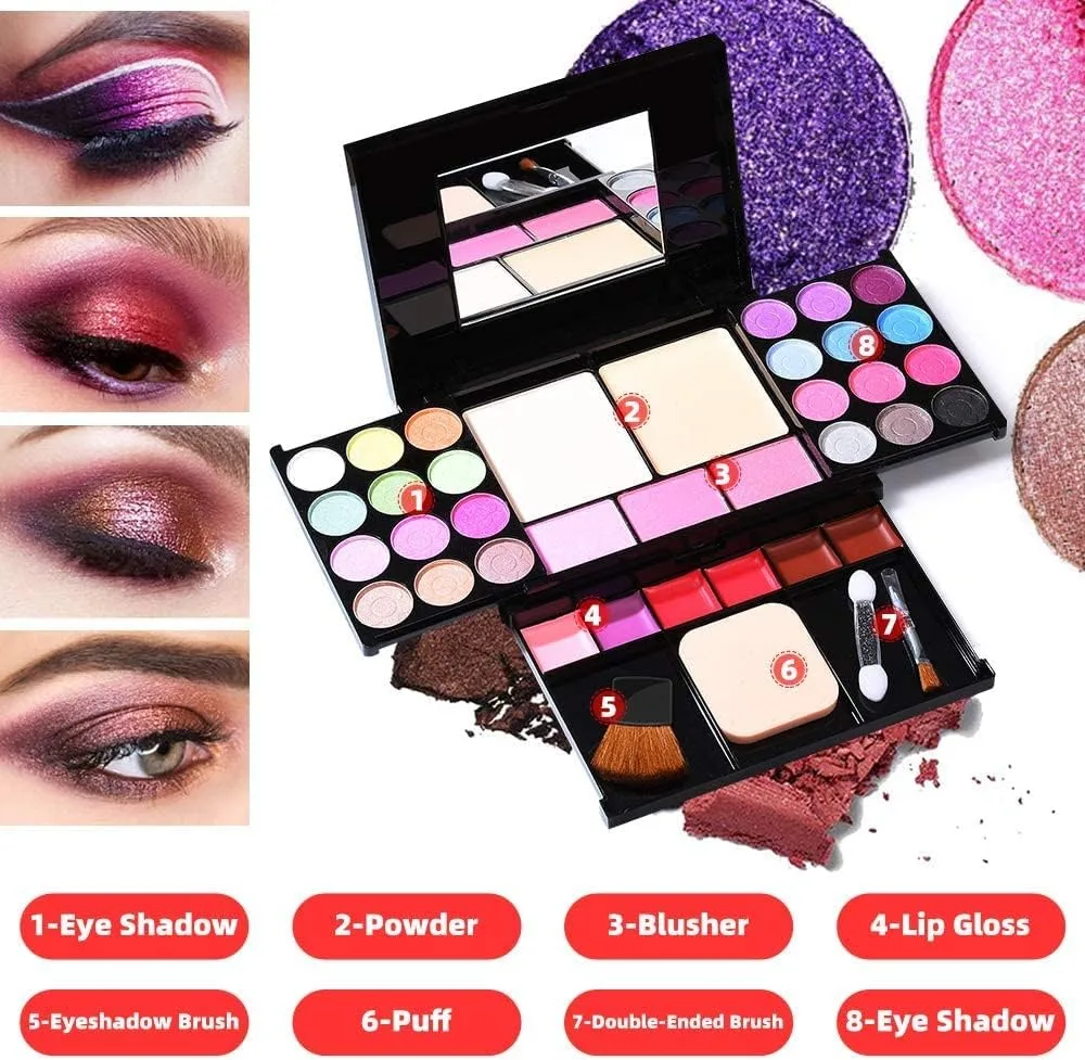 Eyeshadow Palette Makeup Palette 35 Bright Colors Matte And Shimmer Lip Gloss Bl